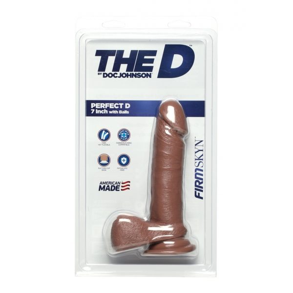 The D Perfect D FIRMSKYN 7 Inch Dildo with Balls Caramel - Image 3
