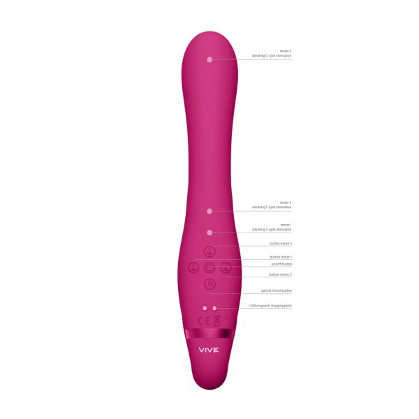 Vive Suki Triple Action Strapless Strap On Vibrator Pink - Image 2
